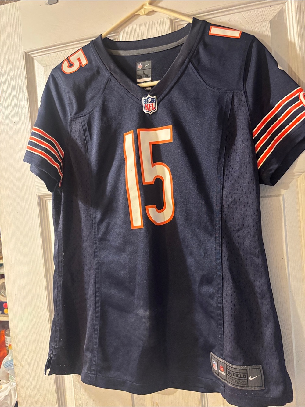 Nike Navy and Orange Football Jersey #15